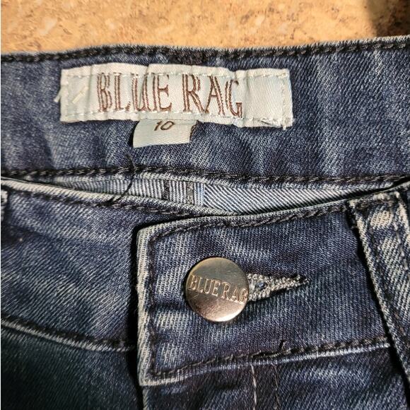 Blue Rag Womens Straight Leg Jeans Sz 10 Dark Indigo Denim Embroidered Pockets - Picture 5 of 7